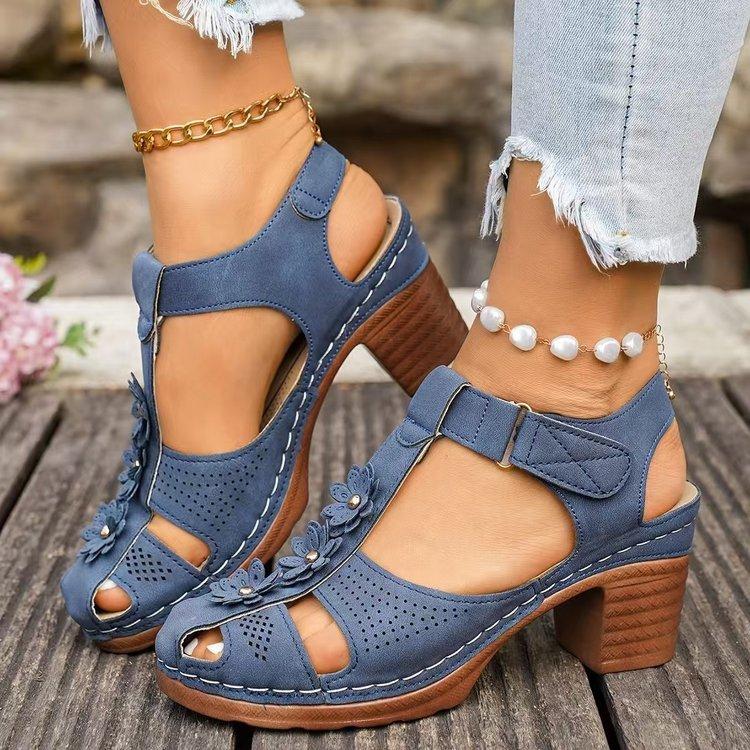 Anti-slip Women's Platform Sandals, Large Size, Thick Heel, Round Toe, Casual Shoes