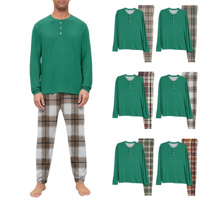 Herren-Pyjama-Set, Langarm und lange Hose, zweiteilig