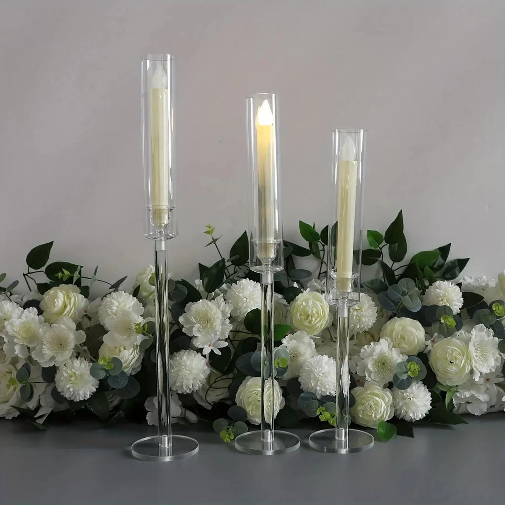 10set=30 Pcs Crystal Candle Holders Acrylic Candlestick Road Lead Candelabra CenterPieces Wedding Porps Christmas Deco