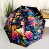 1pc Beauty and the Beast Automatic Opening and Closing Cartoon Umbrella - Lightweight 3-Fold Design, Suitable for Fans, Travel, Daily Use -