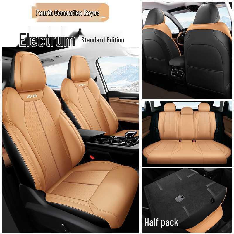 Breathable Perforated Leather Seat Covers for 2023-2025 Geely Boyue L: Full Coverage, Four Seasons Cushion