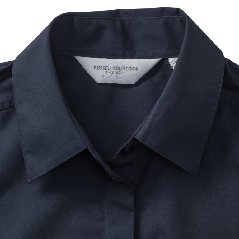 Russell Collection Ladies Cap Sleeve Polycotton Easy Care Fitted Poplin Shirt