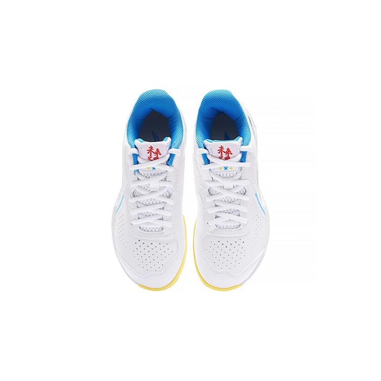 New LiNing Slip Resistant Shock Absorbers With Abrasion Resistant Properties Low Top Kids' Training Shoes White Blue AYTT014-6