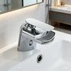 Brass Waterfall Bathroom Faucet, Single Hole Deck-Mounted Sink Faucet, Mixer Tap for Wash Basin, Hot/Cold Water, Modern Design
