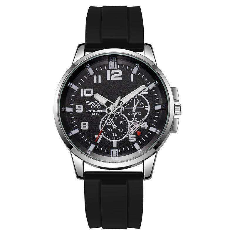 Casual Fashion Business Silicone Scale Calendar Men'S Atmospheric Dial Youth Quartz Watch