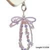 Korean Crystal Bow Irregular Bead Key Chains for Women Purple Tassel Simple Shiny Metal Buckle Bag Mobile Pendant Accessories