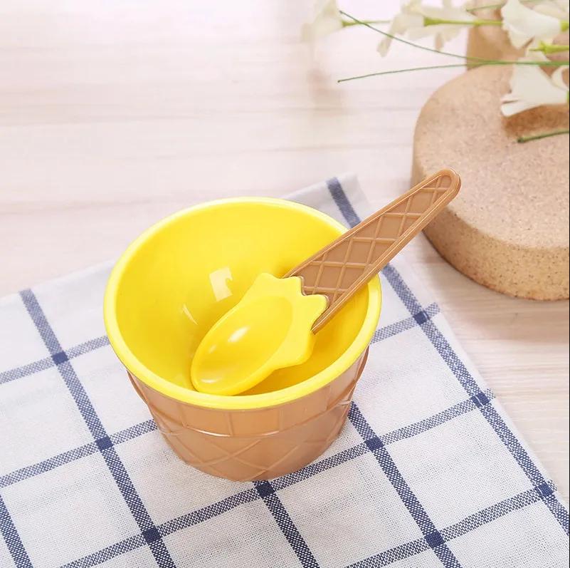 1Set Kids Ice Cream Bowl Spoon Set Durable Children Gifts Lovely Dessert Bowl DIY Ice Cream Tools Icecream Bowl+spoonfor Children Dessert Bowl Set