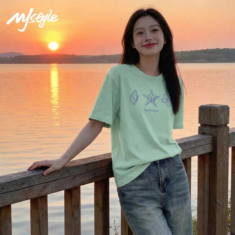 MJ STYLE Women's Starfish Graffiti Short Sleeve T-Shirt