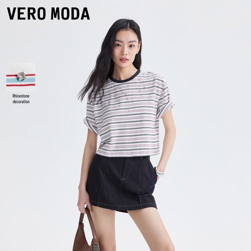 VEROMODA Women s Striped Rhinestone Loose T-Shirt S
