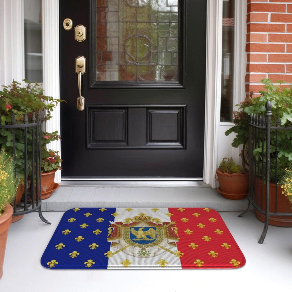 Royal Standard Napoleon France Flag Front Door Mat Anti-Slip Indoor Absorbent Coat Of Arms Doormat Kitchen Bedroom Entrance Rug