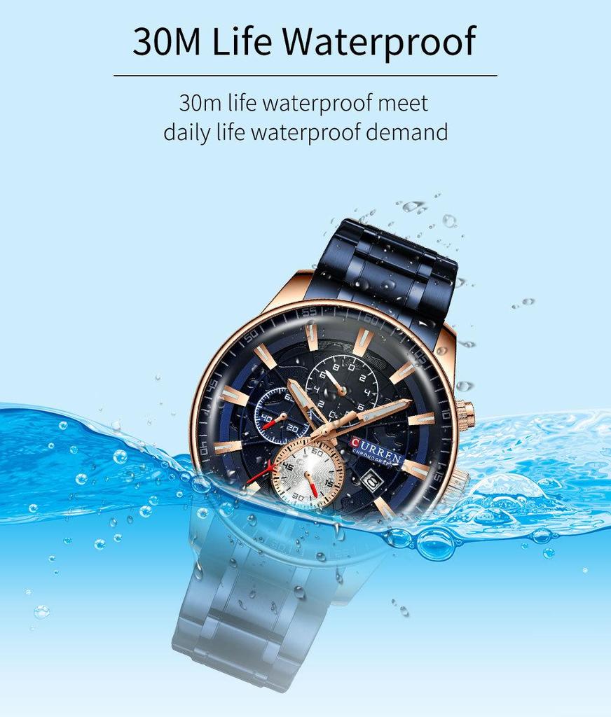 CURREN 8362 Men's Waterproof Six-Hand Business Calendar Watch
