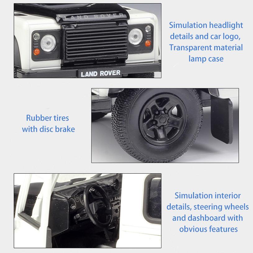 Welly Land Rover Defender Legierungsautomodell im Maßstab 1:24, Druckguss-Metallspielzeugfahrzeuge, Automodell, hohe Simulationskollektion, Kindergeschenke
