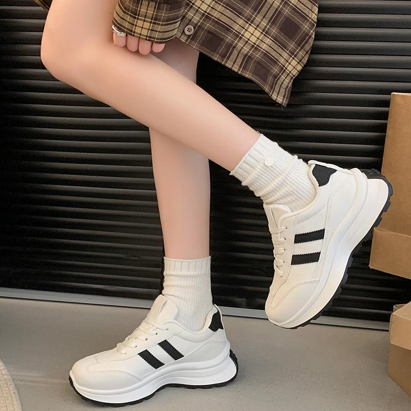 High-quality Hot-selling Spring Thick Bottom Women's Shoes 2025 Summer Casual  Leather Sneakers Casual Vulcanised Shoes