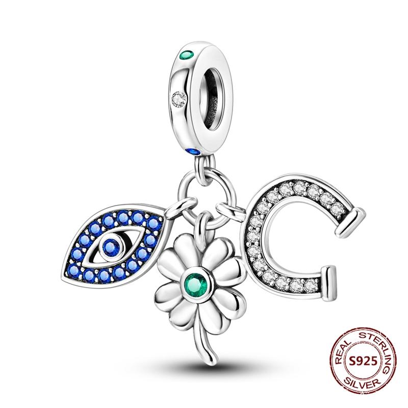 Teufelsaugen Anhänger 925 Kupfer Original Hand von Fatima Blauer Zirkon Kreuz Blaue Augen Charms Passend für Armband DIY Herstellung Zirkon Geschenk