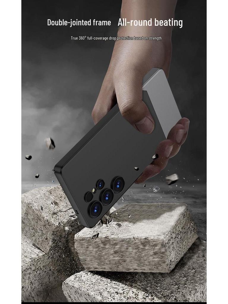 Samsung S25 Ultra Rivet Patchwork Matte Phone Case - Skin Feel, Trendy 2-in-1 Design