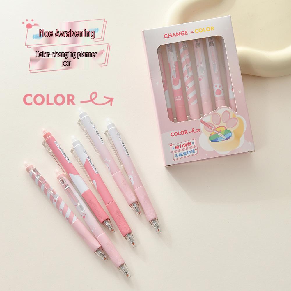Chenxi Cat Paw Push-Type Erasable Gel Pen 0.6mm - Color-Changing Drawing Pen.