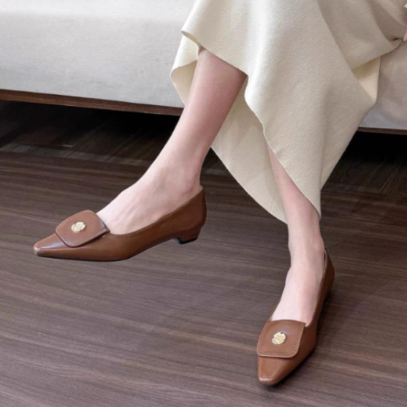 Fashion Spring Women's  Pumps Shoes Fashion Elegant Slip on Low Heels Ladies Elegant Pointed Toe Mary Jane Shoes
