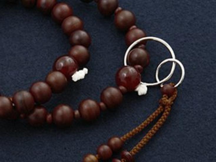 Kyoto Butsudan Hayashi Buddhist Prayer Beads, Jodo Sect, Unpolished Rosewood with Agate (4-Piece Set) (Men's), Formal, Authentic Style [Prayer Beads