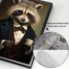 Funny Animals Raccoon In Tuxedo Owl Pug Suit Print Poster Canvas Painting Cute Kawaii Wall Art Pictures Living Room Home Decor