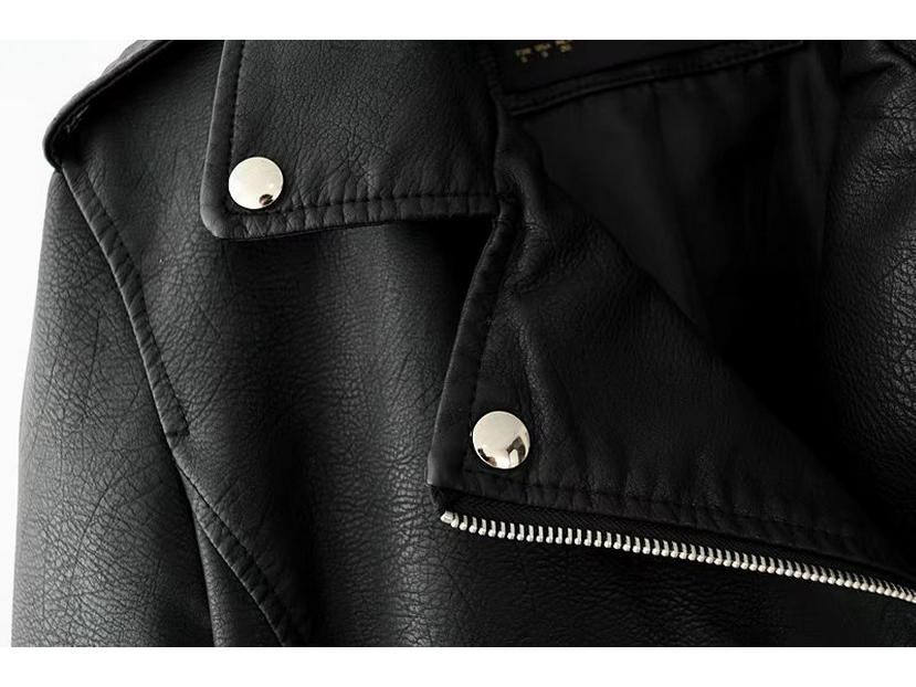 Women's Autumn/Winter PU Leather Motorcycle Jacket – Korean Style Slim Fit Short Coat