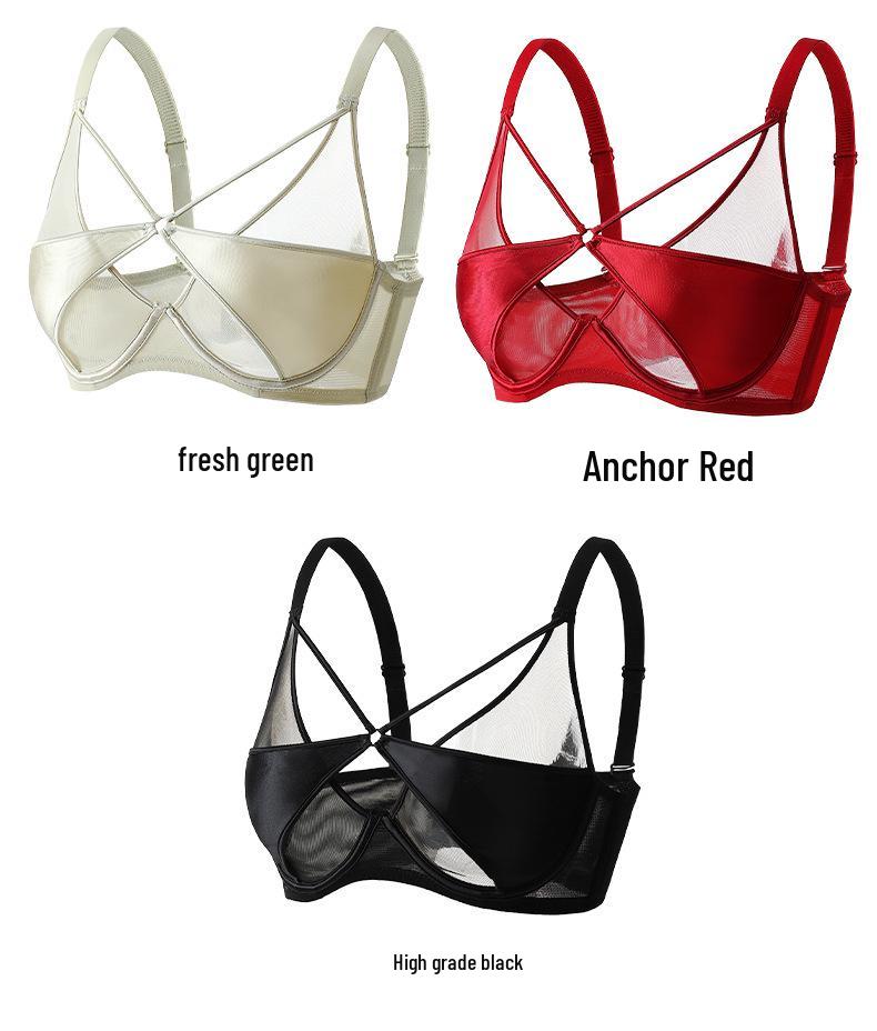 Elegant French Women's Uplift Lingerie: Thin Style, Anti-Sagging Soft Underwire Bra for Large Chest.