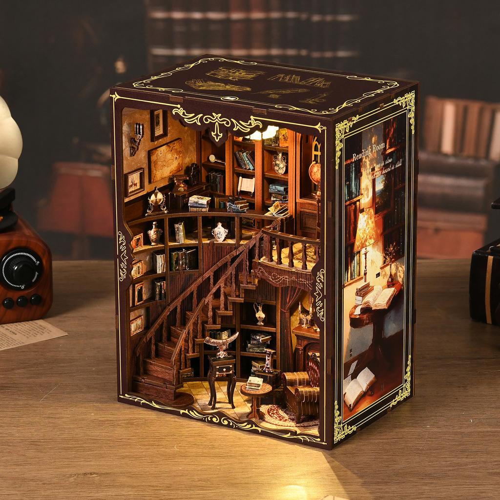 DIY Book Nook Kit 3D Wooden Ancient Rhyme Library Creative Gift Miniature Desktop Decor
