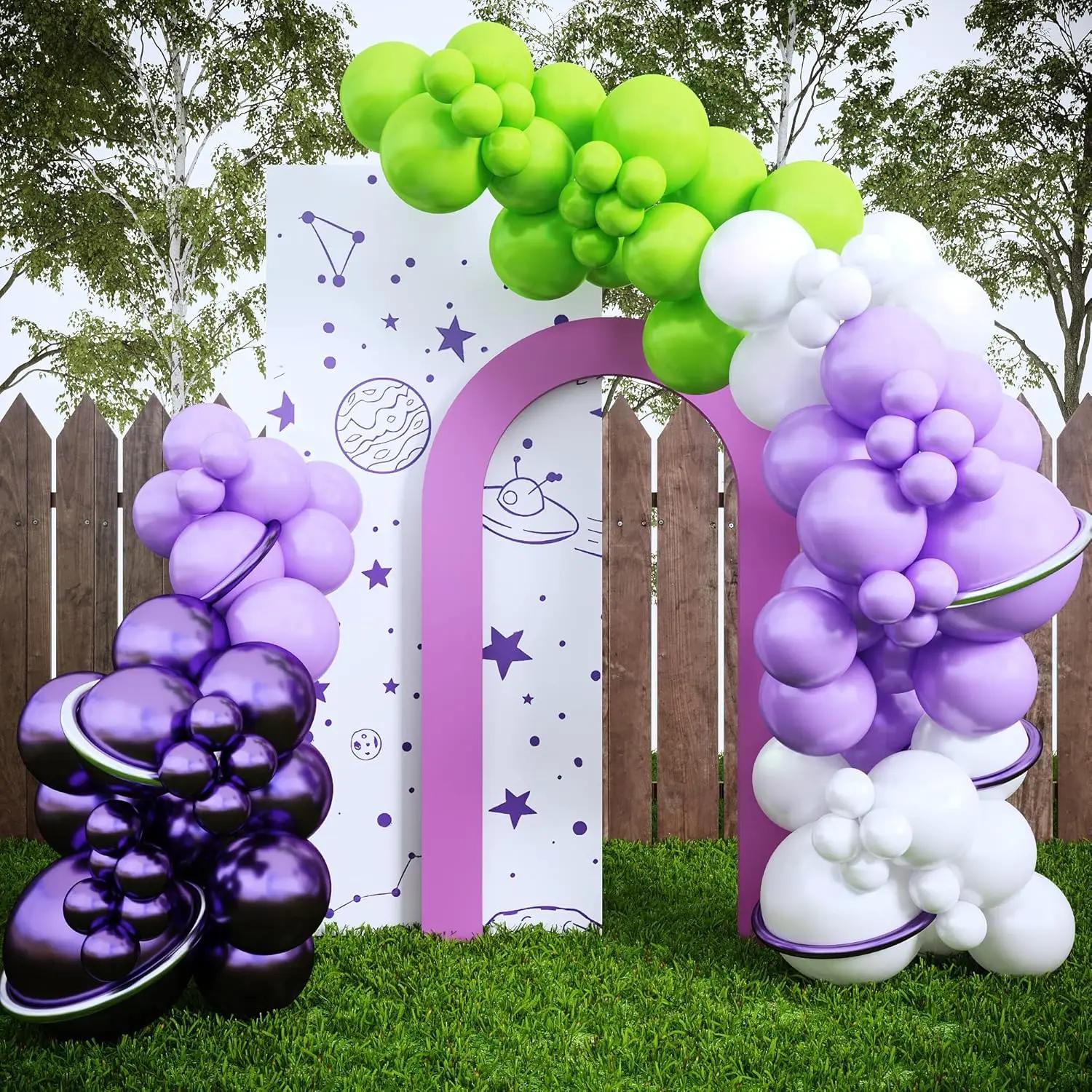 

110 Pcs Balloon Garland Kit Purple Green and White Balloon Light Birthday Party Decoration and Birthday Party Supplies Decora O&As the picture