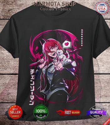 Power Waifu Ecchi Shirt Chainsaw Man Anime Tee T-Shirt Sexy Makima Kawaii Devil