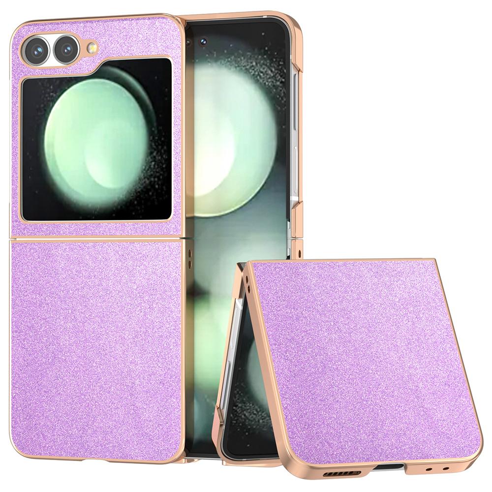 For Samsung Galaxy Z Flip7 FE 5G/Z Flip6 5G Case Electroplating Phone Cover Glitter Surface Design PU+TPU Protective Case