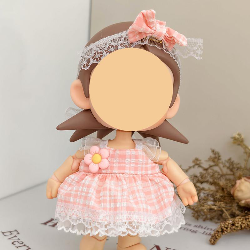 [Cloth Only] the Princess Style Clothes for  Plush  Dolls,Checkered Chrysanthemum Puffy Skirt Three-piece.