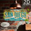 Vintage Kalifornien SAN DIEGO Amerikas Feinste Stadt Strand Welle Palme Kennzeichen D Flaches Aluminium Blechschild Wandkunst Deco