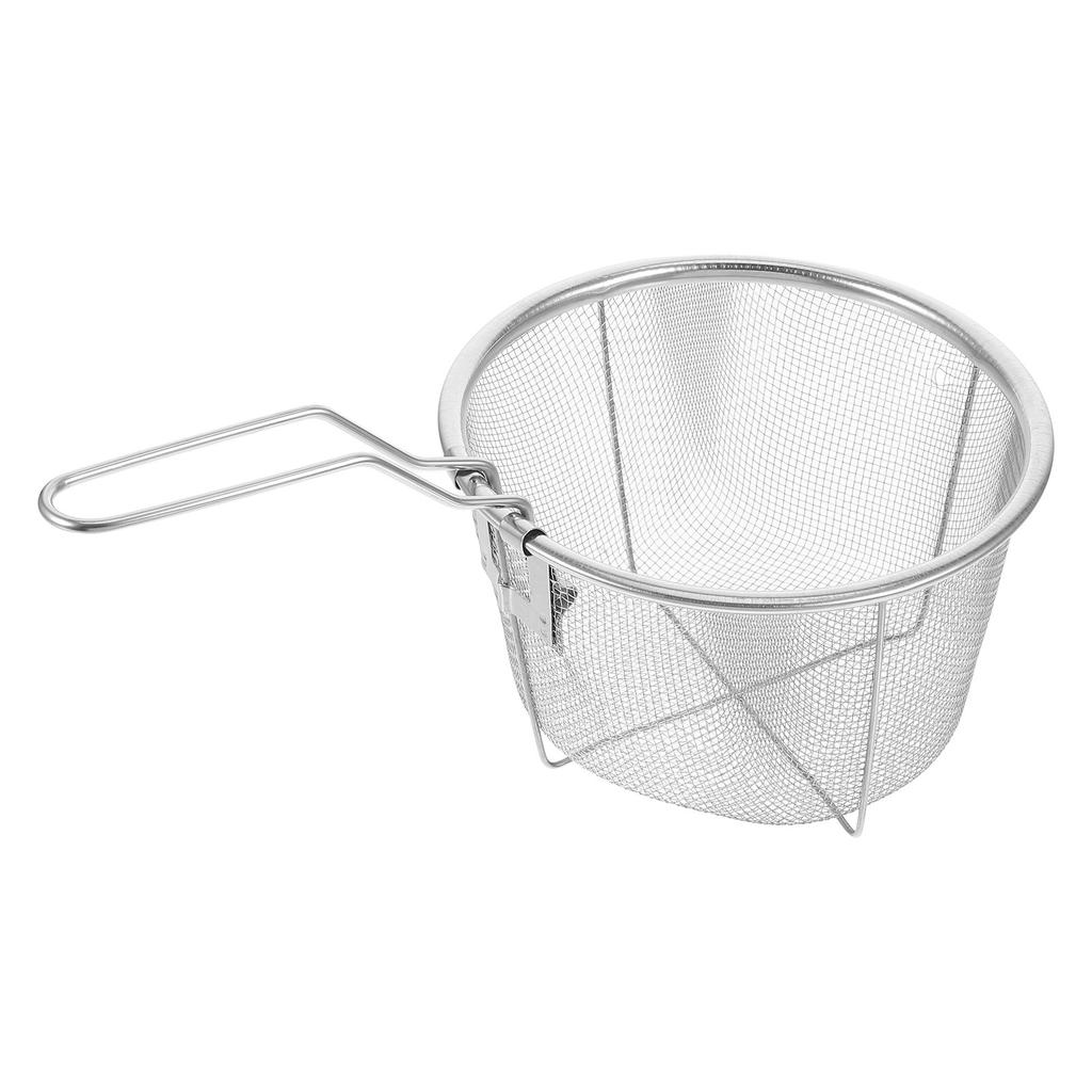 1Pcs Stainless Steel Fryer Strainer Basket Foldable for Easy Storage High Heat Conductivity Suitable for Frying Chicken Fish