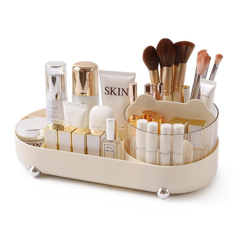 Desktop Rotating Makeup Brush Storage Cylinder, Cosmetic Storage Box, Shelf, Dressing Table Opening Lipstick Holder