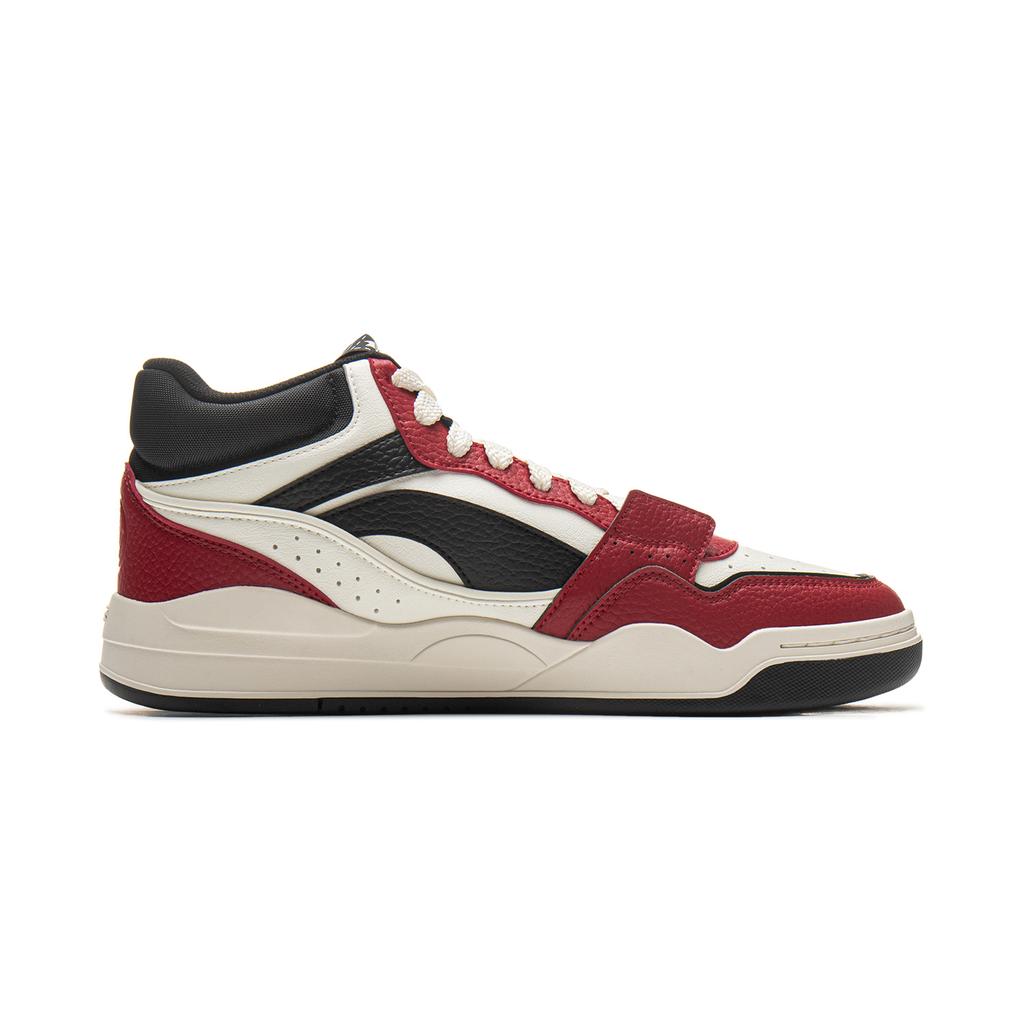 Li Ning Moon White Casual Versatile Thick Sole Non-Slip Wear-Resistant Breathable High-Top Skate Shoes Men Sneakers Red AGCU347-4