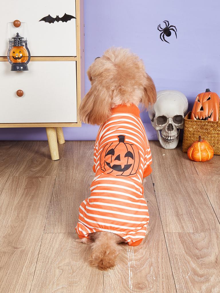 Kürbis-Jumpsuit-Kostüm für Haustierhunde für Halloween-Kostümparty, Haustierkarneval, lustige Party Kürbis-Pyjama Haustierkleidung Bekleidung für Pu