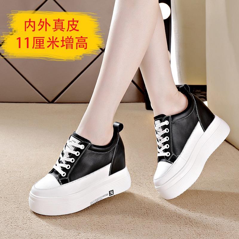 Frühling und Sommer neue flache Keilabsatz Höhe Erhöhung innerhalb cm lässige Plateau-Weiße Schuhe Dameneinzelschuhe