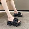 Thick-soled slippers women's summer wear high heels 2025 new versatile fashion muffin wedge heel heel heightening fairy wind cool slippers