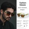 Light Luxury Golden Sunglasses Men Square Frame Classic Color Matching Minimalist Commuting Style Glasses