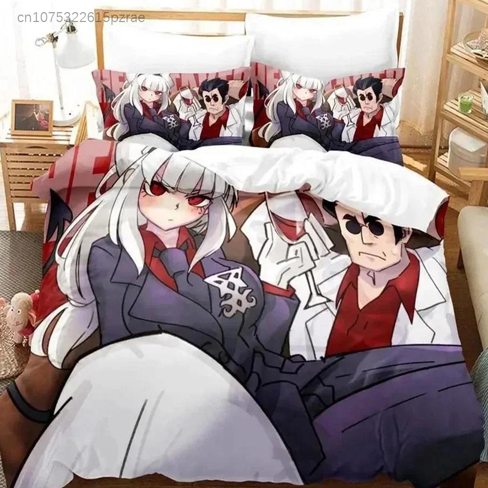 Anime Game Helltaker Bedding Set Printed Bed Set With Pillowcase Bed Duvet Cover Soft Queen King Size Bedclothes Home Boys Adult