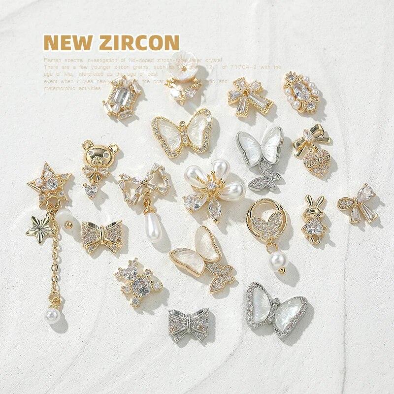10 bucăți Fluture Zircon Decor unghii Bijuterii Zircon Cristal Perle Pandantiv Manichiura Strass de înaltă calitate Accesorii