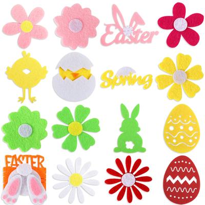 Easter Decorative Sticker Cartoon Cute Easter Egg Non Woven Fabric Sticker Children's Colorful Flower Stickers