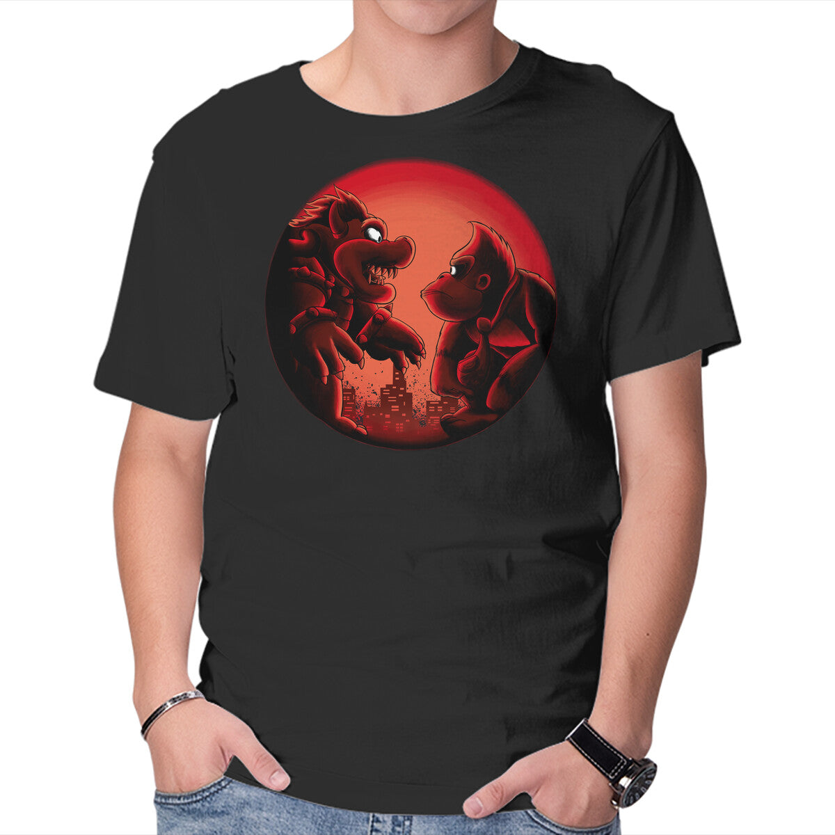 Unisex Crew Neck T-Shirt Koopa Vs Kong Graphic Short Sleeve Casual Tee M