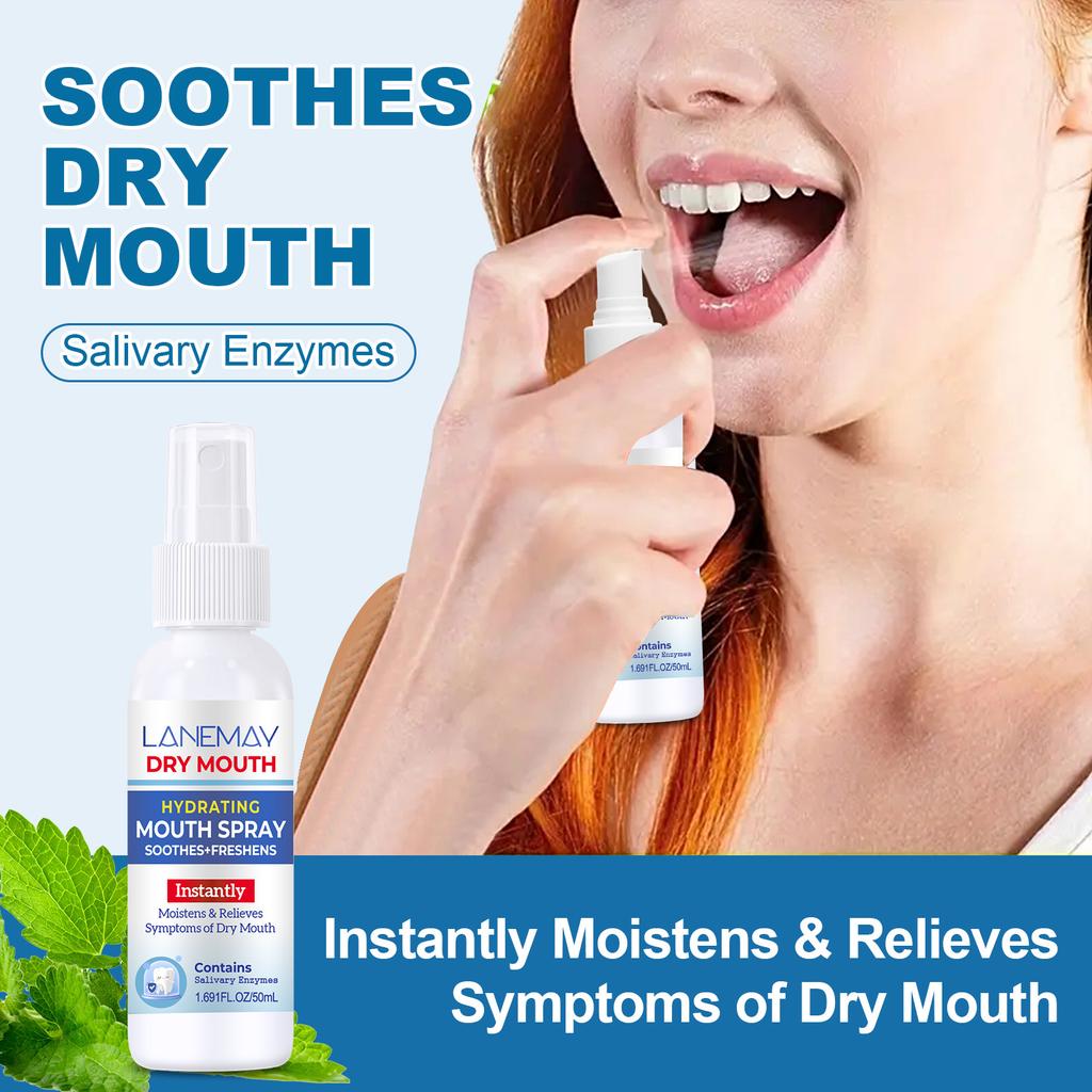 Lanemay Hydrating Mouth Spray - Instantly Soothes Dryness & Freshens Breath with A Minty Taste - 160ml, Natural Ingredients for Daily Oral Care