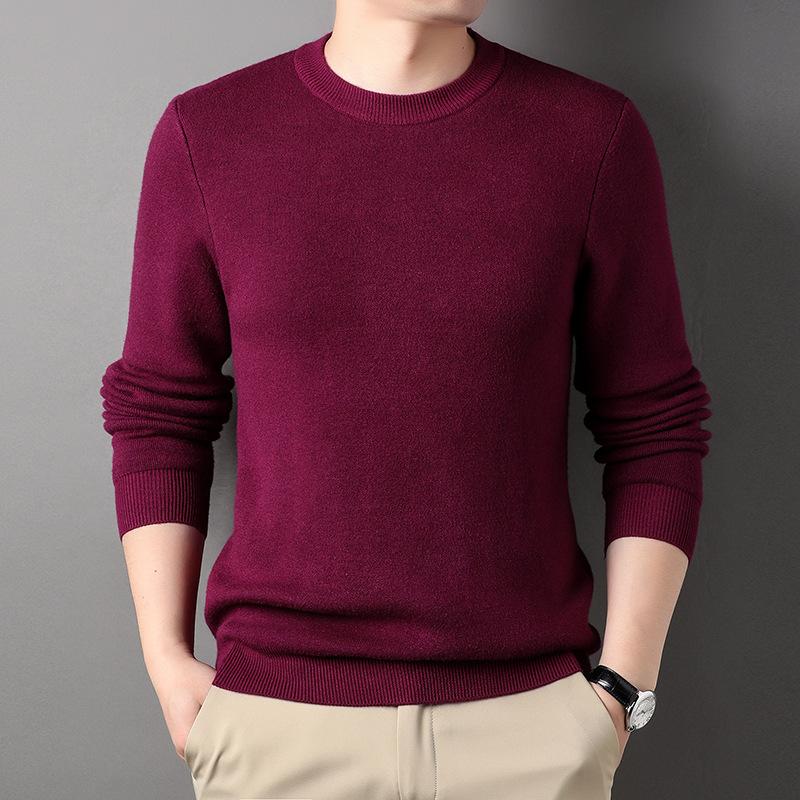 Herbst und Winter Herrenlinie Rundhals Einfarbig Pullover Herren Unterhemd Trend Lässiger Pullover Herren.