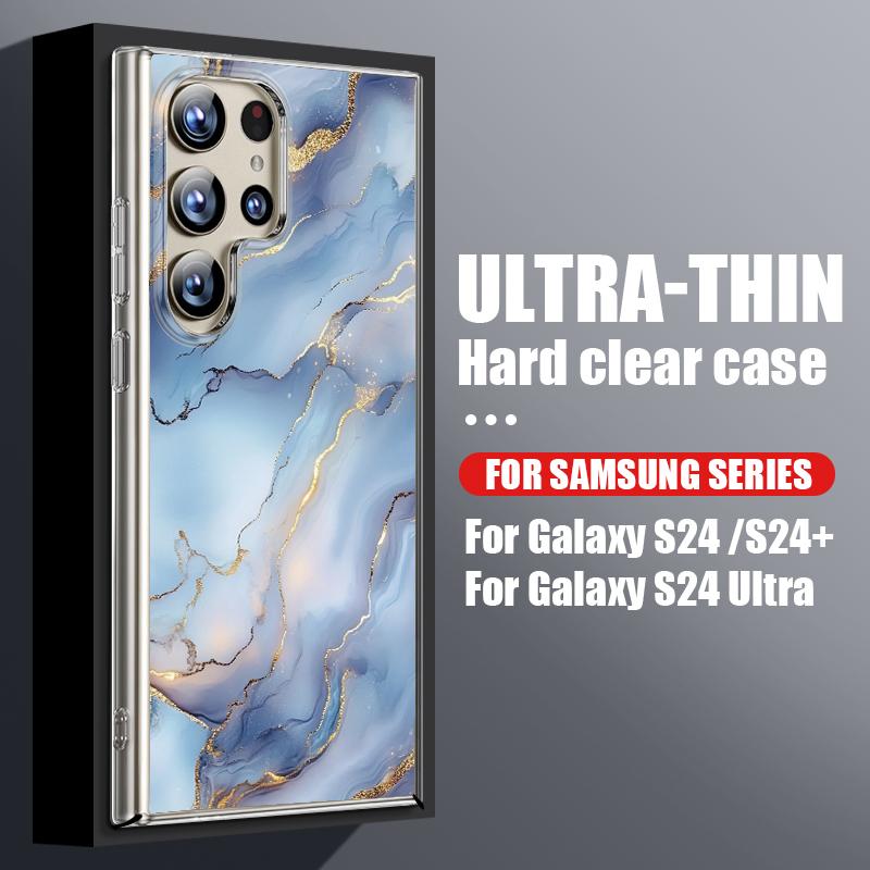 Clear Marble Flower Pattern Case For Samsung Galaxy S26 S25 S24 S23 Ultra S22 Plus S25 FE A56 A36 A26 A55 A54 A15 5G Phone Cover