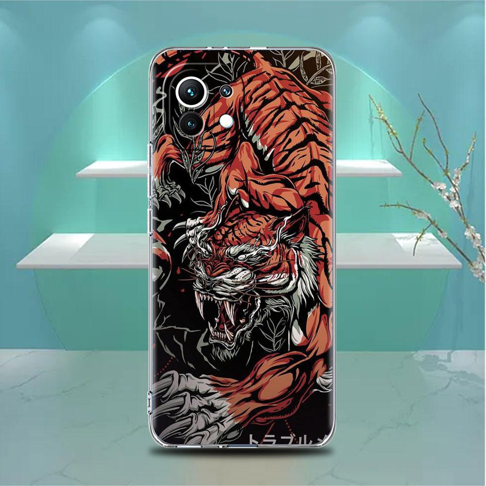 Transparente Hülle für Xiaomi Mi Poco X3 NFC M3 Pro F3 F1 11 Lite 12 Note 10 11T 9T Transparente Handyhülle Tier Drache