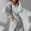 Sports and Leisure Women's Zipper Decoration Hooded Jumpsuit One-piece Suit