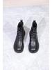 Plus Size Women's Genuine Leather Martin Boots - Flat Heel, Lace-up, Side Zipper, Cowhide, Ankle Boots, Sizes 41–43, Versatile for Autumn 2022.