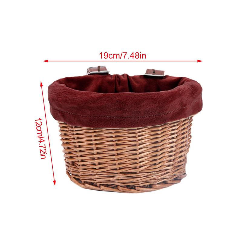 Cesto per Bicicletta per Bambini Bici Scooter Cesti con 2 Cinghie in Pelle Regolabili Staccabile in Vimini a Forma di D Impermeabile Durevole Mano