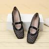 Fashion Niche Mesh Ballet Style Women's Shoes Spring 2025 New Style Breathable Hollow Retro Flat Sole Sandals Elegant Fishing Net Shoes